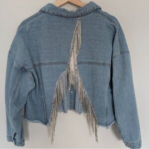 Savanna Jane Denim Jacket L Women’s Rhinestone Jean Festival boutique
